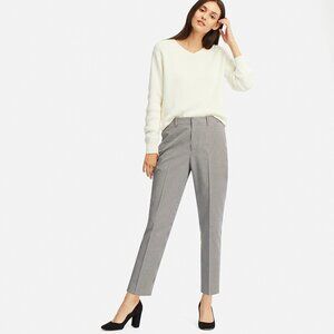 Uniqlo Easy-Care Stretch Cropped Black and White Gingham Check Pants Size 8